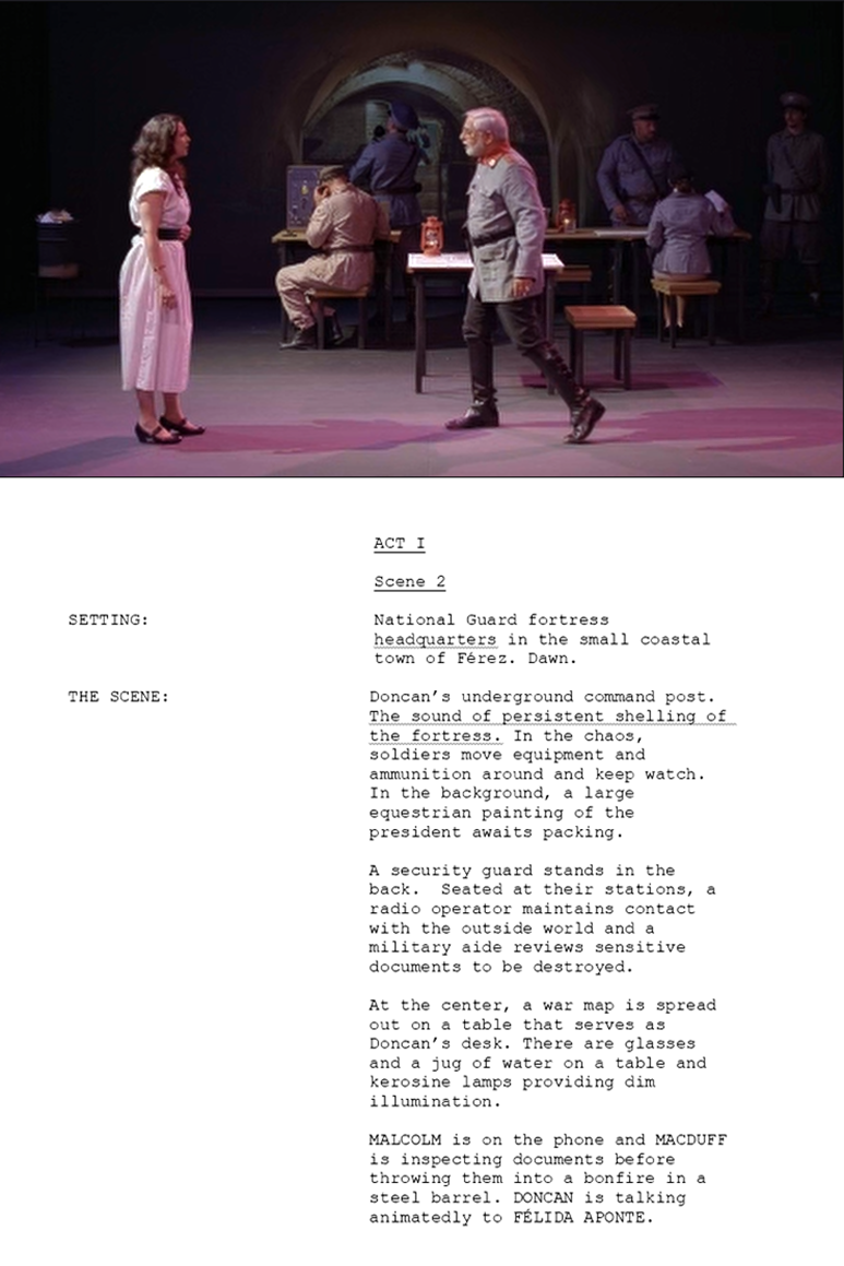 script scene description comparison with a still from the recorded scene